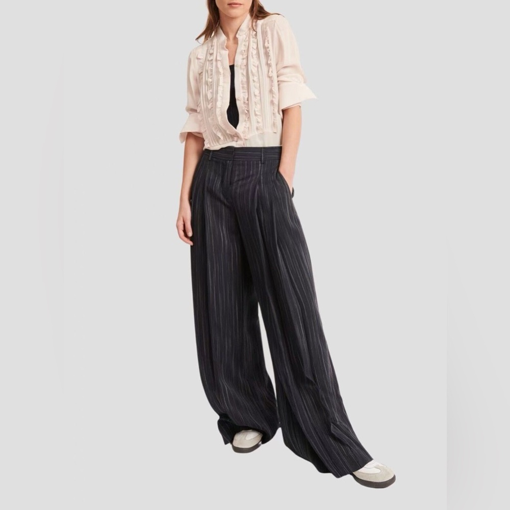 NWT $550 TWP Kimmie Silk Ruffle Bib-front Shirt In Blush
